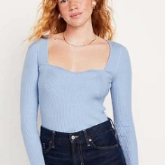 Blue Rib-Knit Sweater Top - Picture 3 of 3